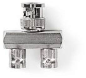 Adaptor BNC Mufa BNC 2 x socluri BNC Nichelat 50 Ohmi Splitter&bull Metal Argint 10 buc 