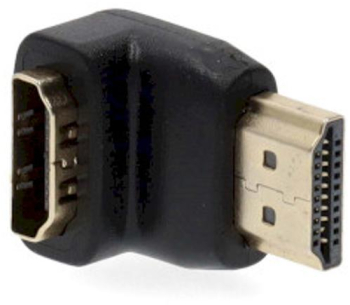 Adaptor HDMI&trade - Conector HDMI&trade - Iesire HDMI&trade - Placat cu aur - Cot 90 ° - ABS - Negru - 1 buc - Cutie 