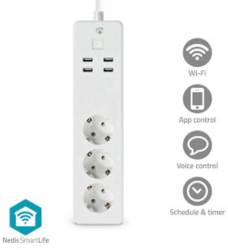 Banda de alimentare SmartLife - Wi-Fi - 3x conector cu impamantare CEE 7/3 / 4 x USB - 16 A - 3680 W - 1 80 m - -10 - 40 ° C - Android& 