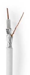 Cablu coaxial in bobina - compatibil 4G / LTE - 75 Ohm - Ecranare tripla - ECA - 10 0 m - Coaxial - PVC - Alb - In bobina 