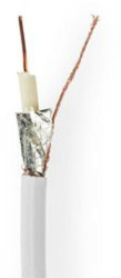 Cablu coaxial in rulouri - RG6T - 75 ohmi - dublu izolat - ECA - 50 0 m - Coaxial - PVC - alb - cutie cadou 