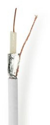Cablu coaxial in serpentine - coaxial 12 - 75 ohmi - dublu izolat - ECA - 25 0 m - Coaxial - PVC - Alb - cutie cadou 