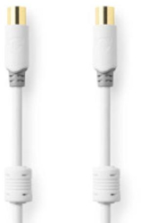 Cablu coaxial - Mufa IEC coaxiala - Priza IEC coaxiala - Aurita - 100 dB - 75 ohm - Dublu izolat - 5.00 m - Rotund - PVC - Alb - Cutie 