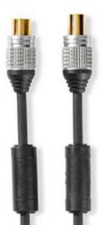 Cablu coaxial - Mufa IEC coaxiala - Priza IEC coaxiala - Aurita - 75 ohmi - Dublu izolat - 10 0 m - Rotund - PVC - Antracit - Forma de c 