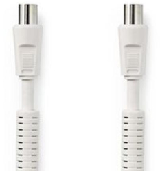 Cablu coaxial - Mufa IEC coaxiala - Priza IEC coaxiala - Nichelat - 100 dB - 75 ohmi - Dublu izolat - 2.00 m - Rotund - PVC - Alb - Cuti 