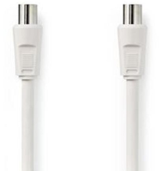 Cablu coaxial - Mufa IEC coaxiala - Priza IEC coaxiala - nichelata - 90 dB - 75 ohm - Dublu izolat - 25 0 m - Rotund - PVC - Alb - Plic 