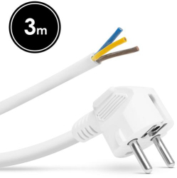 Cablu de alimentare pentru montare la retea cu mufa - 3 m cablu - 3 x 1 5 mm² - alb 