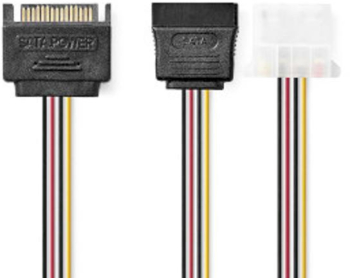 Cablu de retea intern - mufa SATA cu 15 pini - soclu Molex / soclu SATA cu 15 pini - Aurit - 0 20 m - Rotund - PVC - Multicolor 