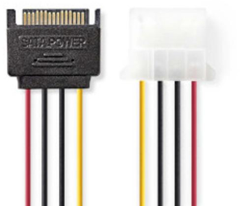 Cablu de retea interna - SATA Mufa cu 15 pini - Priza Molex - Aurit - 0.15 m - Rotund - PVC - Multicolor 