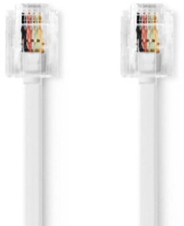 Cablu de telecomunicatii - RJ11 Mufa - Mufa RJ11 - 5 00 m - Design cablu plat - Acoperire metalica nichelata - Tip cablu RJ11 - Alb 