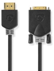 Cablu HDMI&trade - conector HDMI&trade - DVI-D Mufa cu 24+1 pini - 1080p - aurit - 2 00 m - drept - PVC - antracit - cutie fereastra cu in 