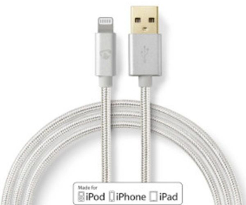 Cablu Lightning - USB 2.0 - Apple RO Lightning 8 pini - Mufa USB-A - 480 Mbps - Aurit - 1 00 m - Rotund - Marca / Carcasa din nailon - Al 