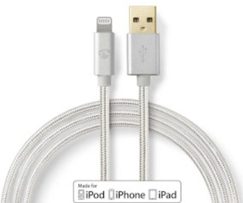 Cablu Lightning - USB 2.0 - Apple RO Lightning 8 pini - Mufa USB-A - 480 Mbps - Aurit - 2 00 m - Rotund - Marca / Carcasa din nailon - Al 