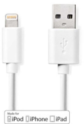 Cablu Lightning - USB 2.0 - Apple RO Lightning 8 pini - mufa USB-A - 480 Mbps - nichelat - 1 00 m - rotund - PVC - alb - cutie 