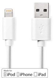 Cablu Lightning - USB 2.0 - Apple RO Lightning 8 pini - mufa USB-A - 480 Mbps - nichelat - 3 00 m - rotund - PVC - alb - punga de plastic 
