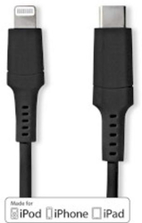 Cablu Lightning - USB 2.0 - Apple RO Lightning 8 pini - Mufa USB-C&trade - 480Mbps - Nichelat - 1 00 m - Rotund - PVC - Negru - Cutie 