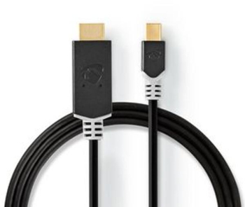 Cablu Mini DisplayPort - DisplayPort 1.4 - Mufa Mini DisplayPort - Conector HDMI&trade - 48 Gbps - Aurit - 2 00 m - Rotund - PVC - Antracit 