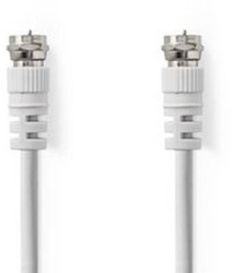 Cablu satelit si antena - Mufa F - Mufa F - Nichelat - 75 ohm - Dublu izolat - 10 0 m - Rotund - PVC - Alb - Punga de plastic 