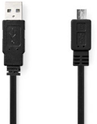 Cablu USB - USB 2.0 - 1.00 m - plat - negru - plic 