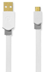 Cablu USB - USB 2.0 - 480 Mbps - Aurit - 1 00 m - Plat - Alb - Cutie fereastra 
