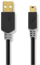 Cablu USB - USB 2.0 - 480 Mbps - Aurit - 2.00 m - Antracit - Cutie fereastra 