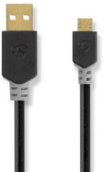 Cablu USB - USB 2.0 - 480 Mbps - Aurit - 2.00 m - Rotund - Antracit 