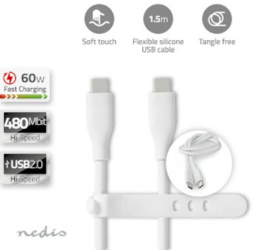 Cablu USB - USB 2.0 - 60 W - 480 Mbps - 1.50 m - Alb 