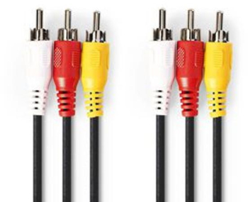 Cablu video compozit - 3x mufa RCA - 3x mufa RCA - nichelata - 480p - 1 50 m - rotunda - PVC - negru - punga de plastic 
