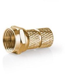 Conector F - Drept - Mufa - Aurita - 75 Ohm - Insurubare - Diametru cablu intrare 5.5 mm - Cupru - Metal - 2 buc - Cutie fereastra 