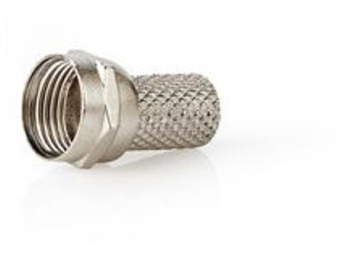Conector F - Drept - Mufa - Nichelata - 75 Ohm - Insurubare - Diametru cablu intrare 7.4 mm - Aliaj de zinc - Argint - 25 buc - Punga de pl 