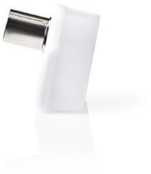 Conector IEC coaxial - Unghi - Priza - Nichelat - 75 Ohm - Surub - Diametru cablu intrare 7.0 mm - Metal / PVC - Alb - 2 buc - Punga de p 