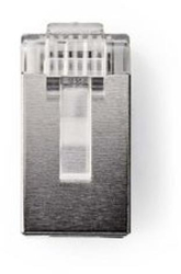 Conector RJ45 - mufa - pentru sarma UTP solida CAT6 - Drept - Aurit - 10 buc - PVC - Transparent - Punga de plastic 
