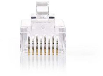 Conector RJ45 - trecere RJ45 - UTP torsadat pentru fire CAT5 - Drept - Aurit - 10 buc - PVC - Transparent - Punga de plastic 