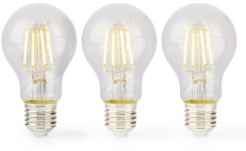 Cu bec LED E27 - A60 - 8 W - 1055 lm - 2700 K - Alb cald - Stil retro - 3 buc 