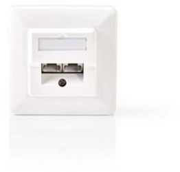 Cutie de perete din retea - Zidarie interna - Port uri cu 2 porturi - CAT5e - Drept - Priza - Aurita - PVC - Alb - Punga de plastic