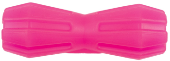 Jucarie din cauciuc eco pentru caini forma de Gantera cu Gaura 15 cm roz 