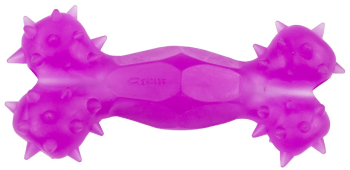 Jucarie din cauciuc eco pentru caini forma de Os cu Gaura 12 cm mov 