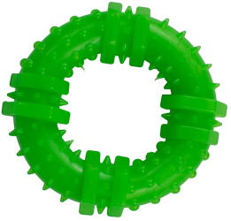 Jucarie pentru caini forma de Inel cu Tepi 9 cm verde 