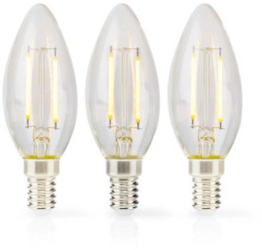 Lampa LED Bec E14 - Lumanare - 2 W - 250 lm - 2700 K - Alb cald - Stil retro - 3 buc - Neclar 
