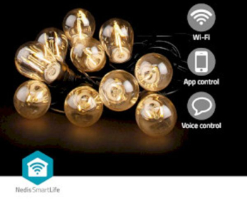 Lampi decorative SmartLife - Party LED Garland - Wi-Fi - Alb cald - 10 buc. LED - 9.00 m - Android&trade - Diametru bec 45 mm 