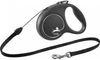 Lesa Flexi Black Design Retractabila Snur marimea S 5 m/12 kg Argintiu 