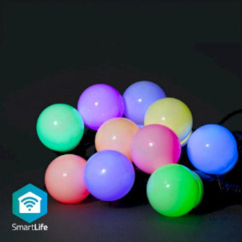Lumini decorative SmartLife - Party LED String - Wi-Fi - Alb / RGB - 10 buc. LED - 9.00 m - Android&trade - Diametru bec 50 mm 