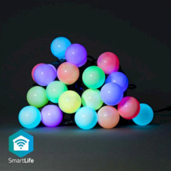 Lumini decorative SmartLife - Party LED String - Wi-Fi - Alb / RGB - 20 buc. LED - 10 m - Android&trade - Diametru bec 50 mm 