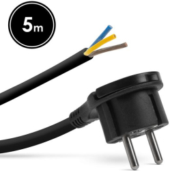 Mufa de alimentare montabila - cu maner din plastic - cablu 5 m - 3 x 1 5 mm2 - negru 