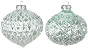 Set 2 globuri brad Craciun sticla verde 10x10 cm 