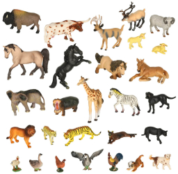 Set 28 figurine animale din zoo cu cutie de depozitare multicolor 