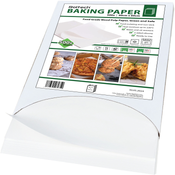Set 5 pachete - Hartie de Copt alba siliconata 40x60cm - 2500 coli 5x 500 - ROLTECH