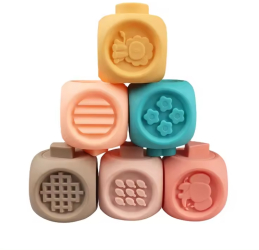 Cuburi pentru bebelusi moi cu cifre din silicon diferite forme pentru dentitie baita construit multicolore. 