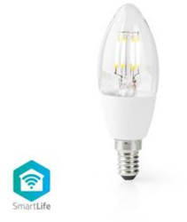 SmartLife LED Bec - Wi-Fi - E14 - 400 lm - 5 W - Alb cald - 2700 K - Sticla - Android&trade / IOS - Lumanare - 1 buc 