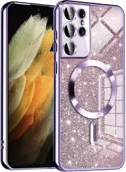 Husa pentru Samsung Galaxy S21 Ultra 5G - Techsuit Luxury Glitter MagSafe - Light Purple 